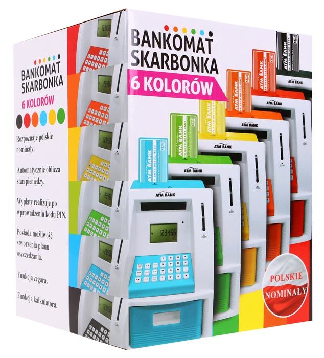 LK-G907 bankomat skarbonka czerwona pudełko