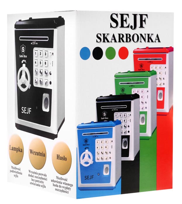 LK-G982 sejf skarbonka niebieska pudełko